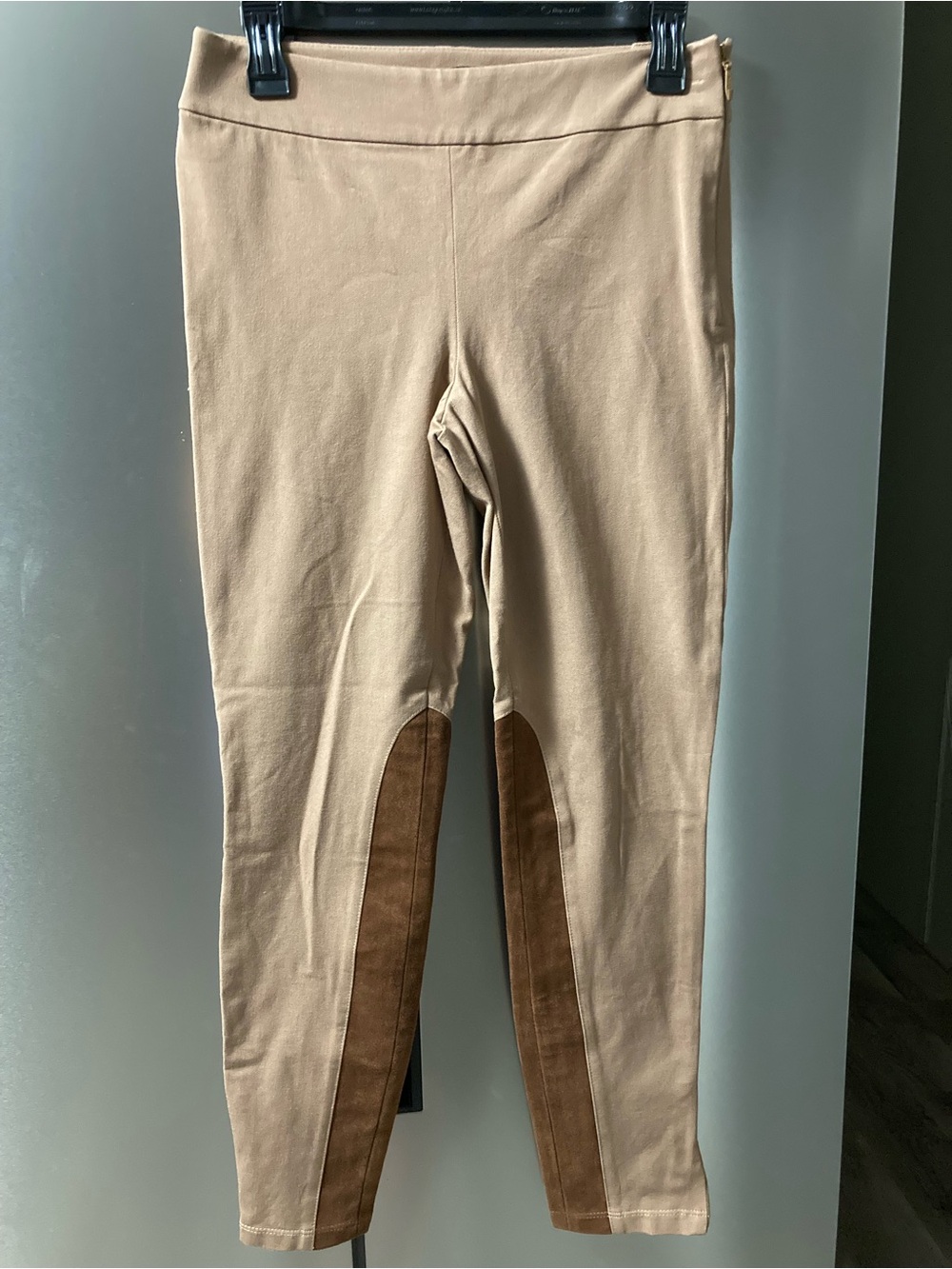 White House Black Market Equestrian Style Tan Leggings with microfiber panels